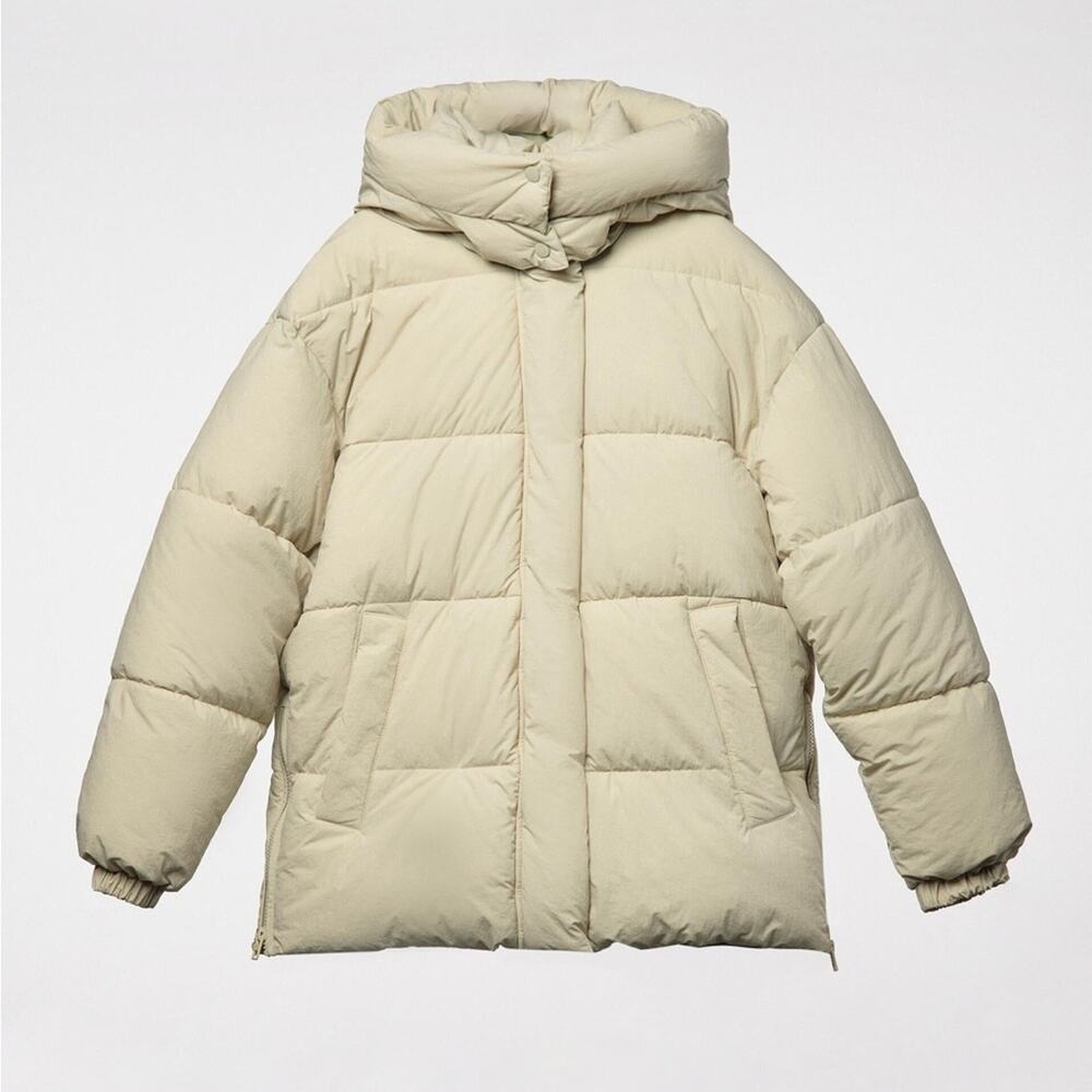 ZARA WATER REPELLENT PUFFER JACKET OLIVE GREEN